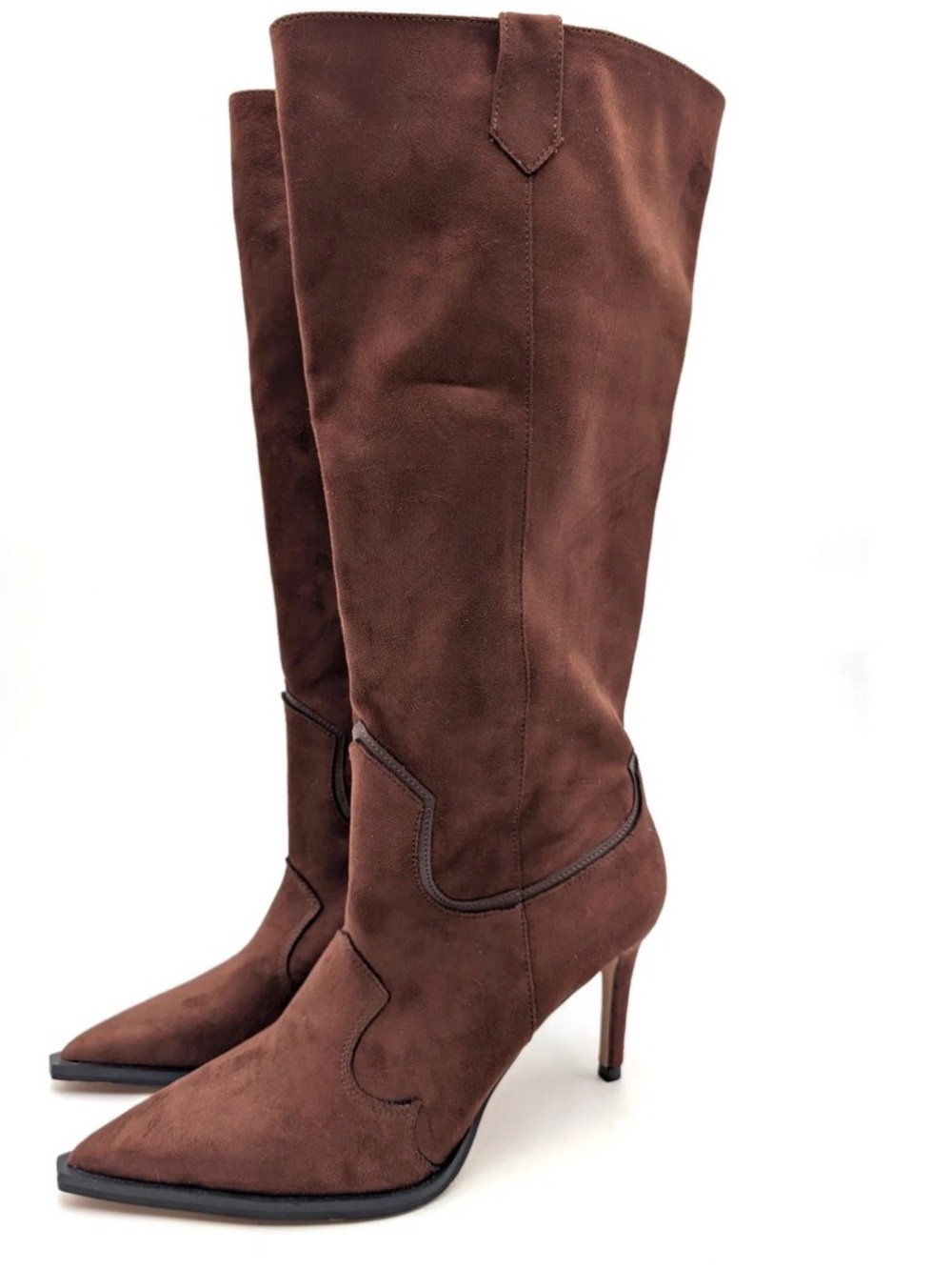 Steven by Steve Madden Brown Suede Pointed-Toe Knee Boots